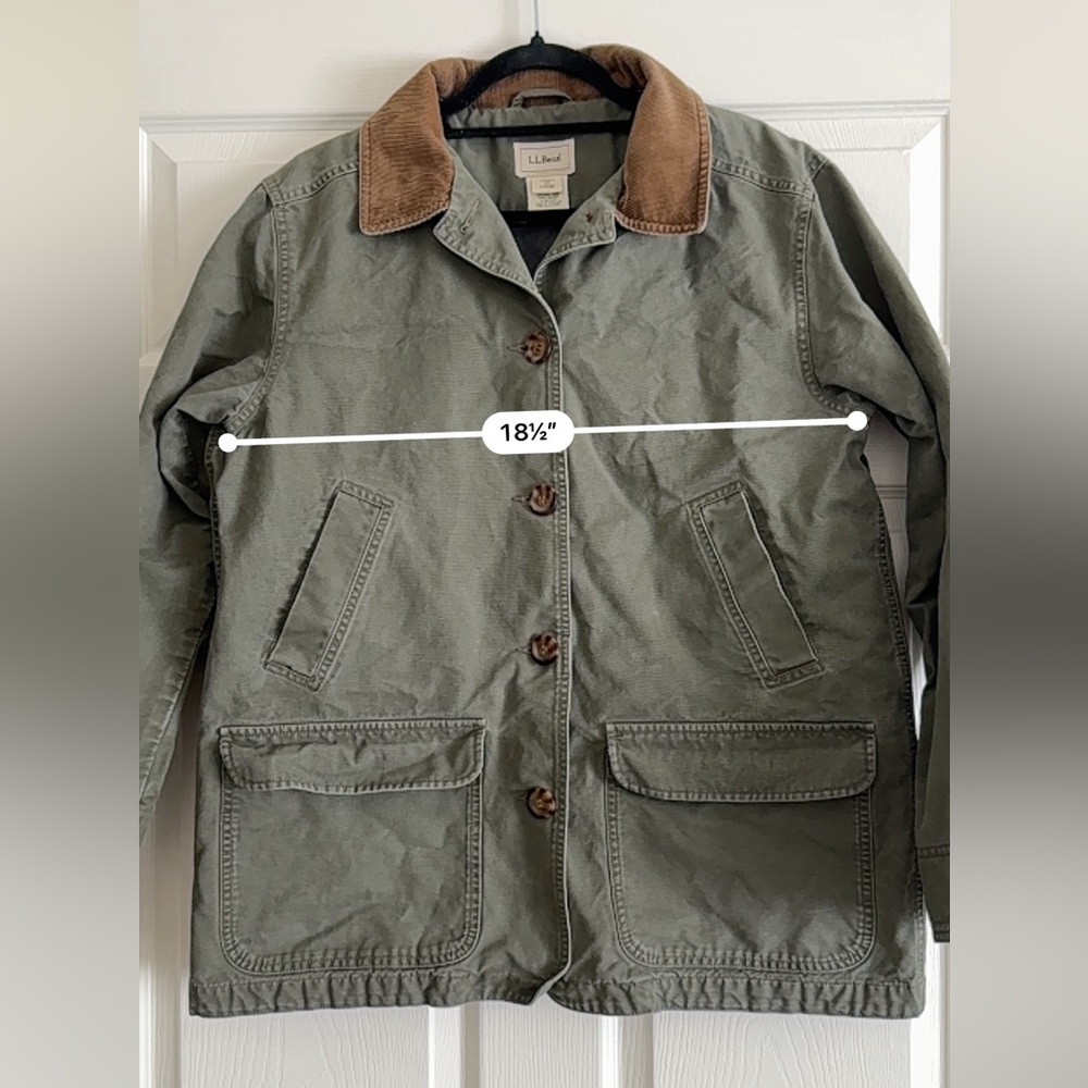 L.L. Bean Canvas Barn Jacket | Corduroy Collar | Women’s Large - Picture 6 of 10